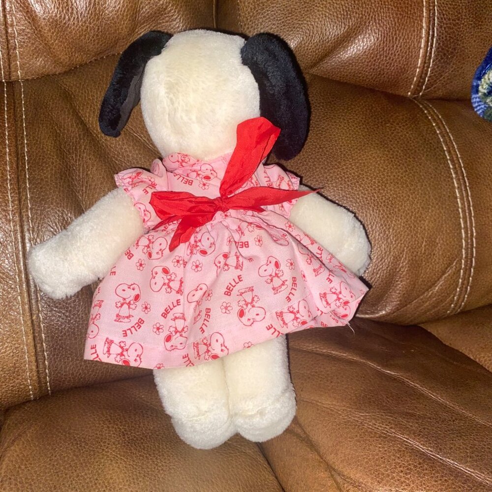 Vintage 1958 Peanuts Snoopy Sister Plush With Pink Belle Dress - Picture 5 of 8